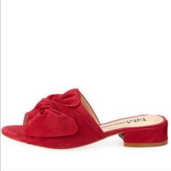 Neiman Marcus Sancha Suede Bow Slide Mules - Picture 2 of 4